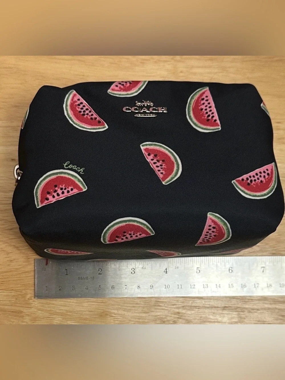 Coach RETRO Black Watermelon Print Toiletry Pouch